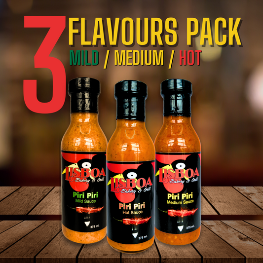 3 Flavours Pack - Piri Piri Mild, Medium and Hot